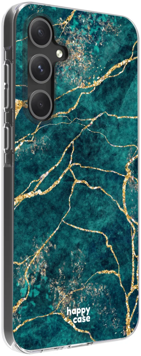 HappyCase Samsung Galaxy A35 Hoesje Flexibel TPU Aqua Marmer Print afbeelding 2