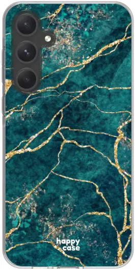 HappyCase Samsung Galaxy A35 Hoesje Flexibel TPU Aqua Marmer Print afbeelding 1