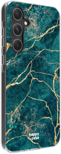 HappyCase Samsung Galaxy A35 Hoesje Flexibel TPU Aqua Marmer Print afbeelding 2