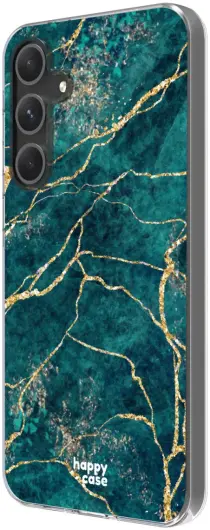 HappyCase Samsung Galaxy A35 Hoesje Flexibel TPU Aqua Marmer Print afbeelding 5