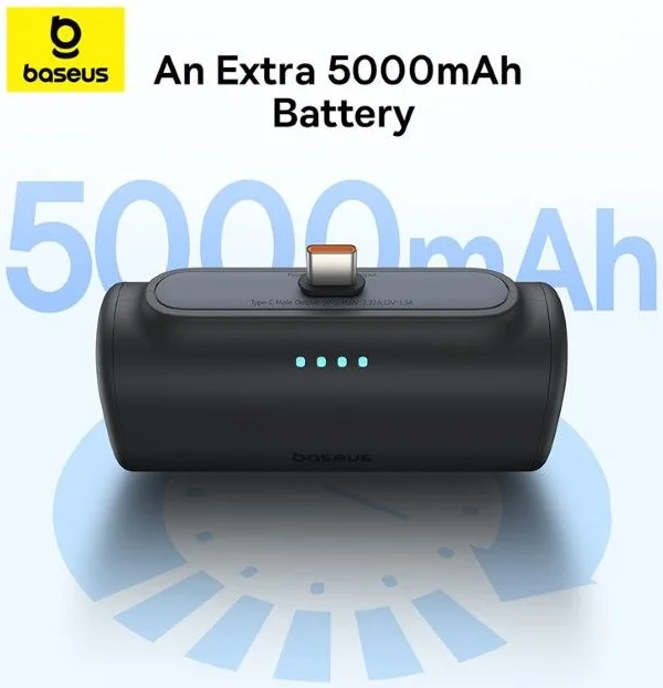 Baseus (20W) Power Delivery Mini Powerbank met USB-C Connector 5.000 mAh Zwart afbeelding 5