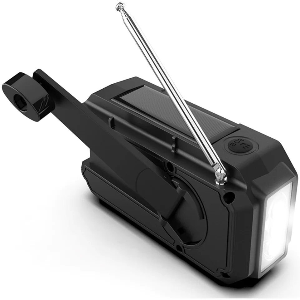 Zonnepaneel Powerbank met Opwindbare Noodradio 1.200 mAh en Zaklamp Zwart afbeelding 8
