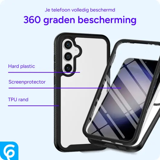 Samsung Galaxy A35 Hoesje Full Protect 360° Cover Hybride Zwart afbeelding 4