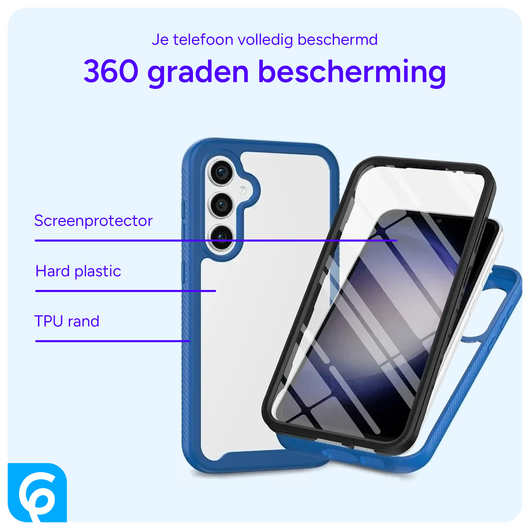 Samsung Galaxy A55 Hoesje Full Protect 360° Cover Hybride Blauw afbeelding 2