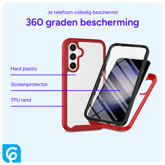 Samsung Galaxy A55 Hoesje Full Protect 360° Cover Hybride Rood afbeelding 2