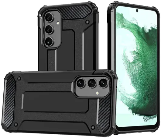 Samsung Galaxy A55 Hoesje Shock Proof Hybride Back Cover Zwart afbeelding 1