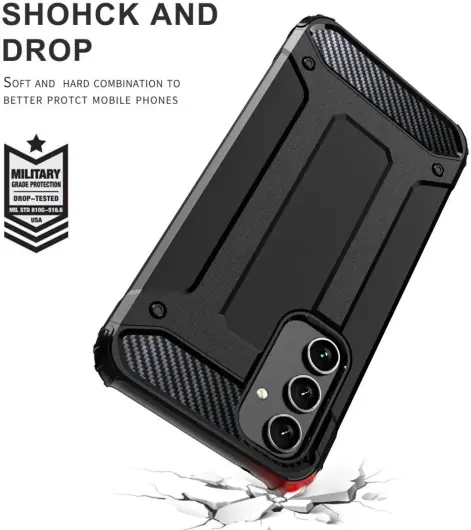 Samsung Galaxy A55 Hoesje Shock Proof Hybride Back Cover Zwart afbeelding 4