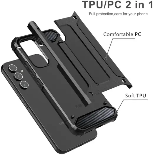 Samsung Galaxy A55 Hoesje Shock Proof Hybride Back Cover Zwart afbeelding 5