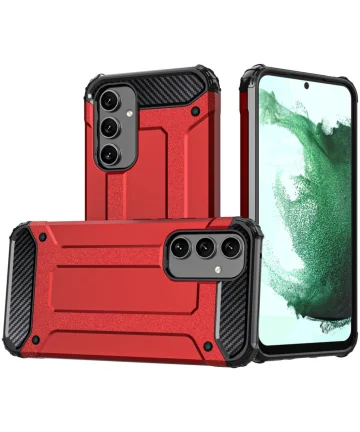 Samsung Galaxy A55 Hoesje Shock Proof Hybride Back Cover Rood Hoesjes