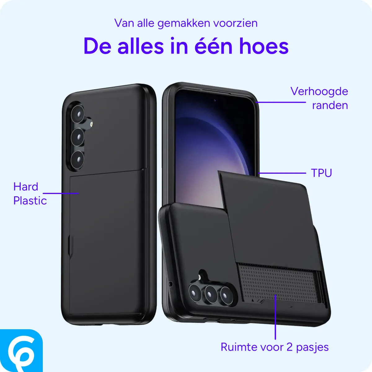 Samsung Galaxy A55 Hoesje met Slider Kaarthouder Back Cover Zwart afbeelding 4