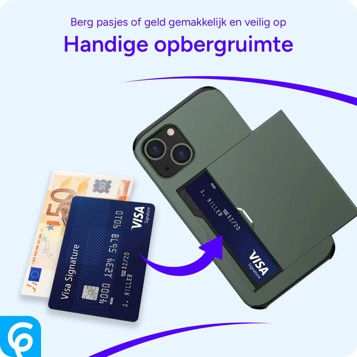 Samsung Galaxy A55 Hoesje met Slider Kaarthouder Back Cover Groen afbeelding 4