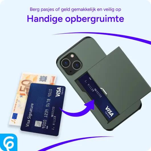 Samsung Galaxy A55 Hoesje met Slider Kaarthouder Back Cover Groen afbeelding 4