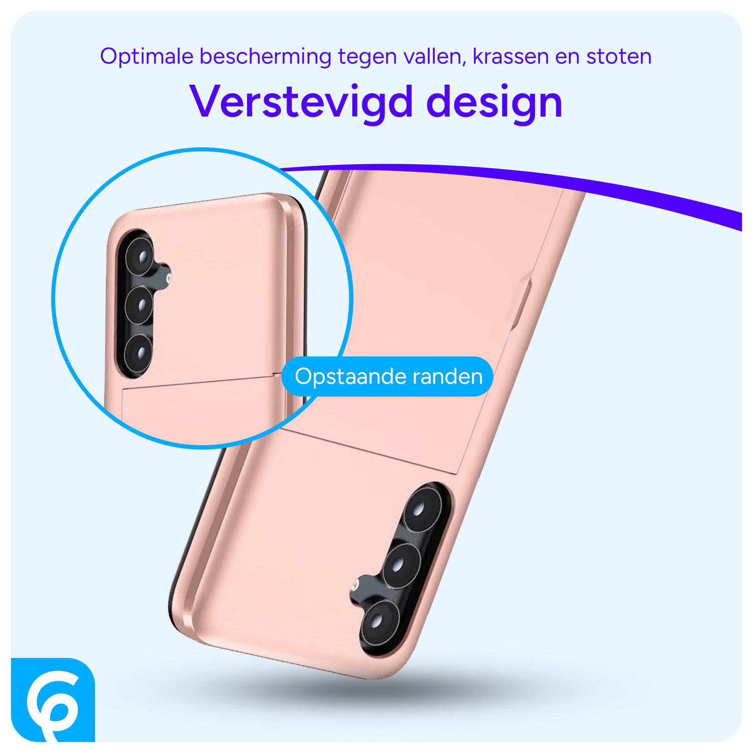 Samsung Galaxy A55 Hoesje met Slider Kaarthouder Back Cover Roze afbeelding 2