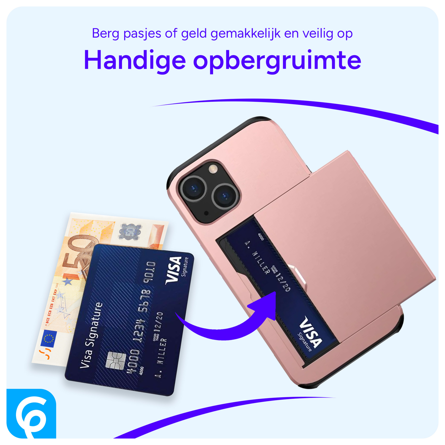 Samsung Galaxy A55 Hoesje met Slider Kaarthouder Back Cover Roze afbeelding 5