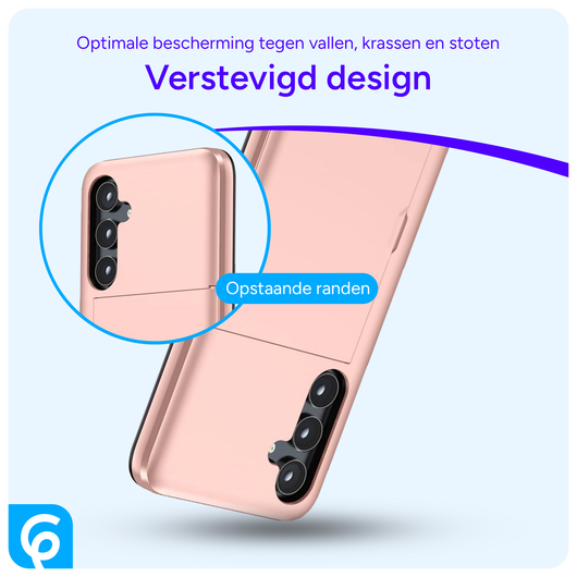 Samsung Galaxy A55 Hoesje met Slider Kaarthouder Back Cover Roze afbeelding 2