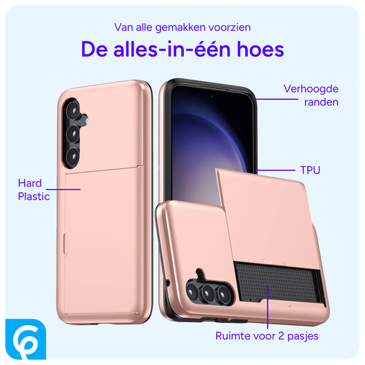 Samsung Galaxy A55 Hoesje met Slider Kaarthouder Back Cover Roze afbeelding 4
