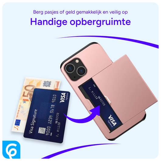 Samsung Galaxy A55 Hoesje met Slider Kaarthouder Back Cover Roze afbeelding 5