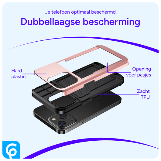 Samsung Galaxy A55 Hoesje met Slider Kaarthouder Back Cover Roze afbeelding 8