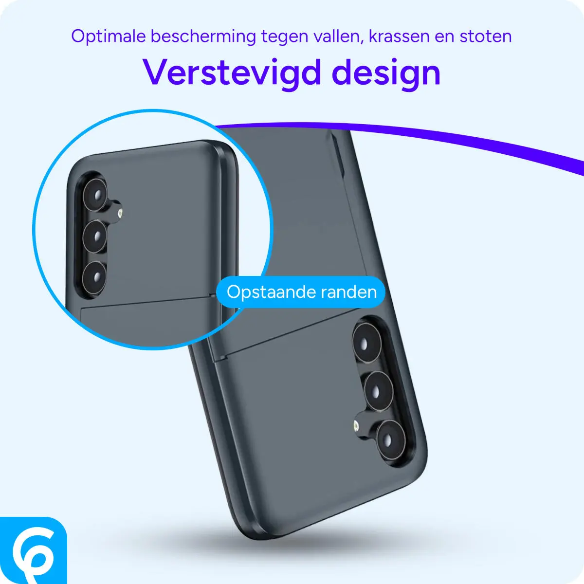 Samsung Galaxy A55 Hoesje met Slider Kaarthouder Back Cover Blauw afbeelding 2