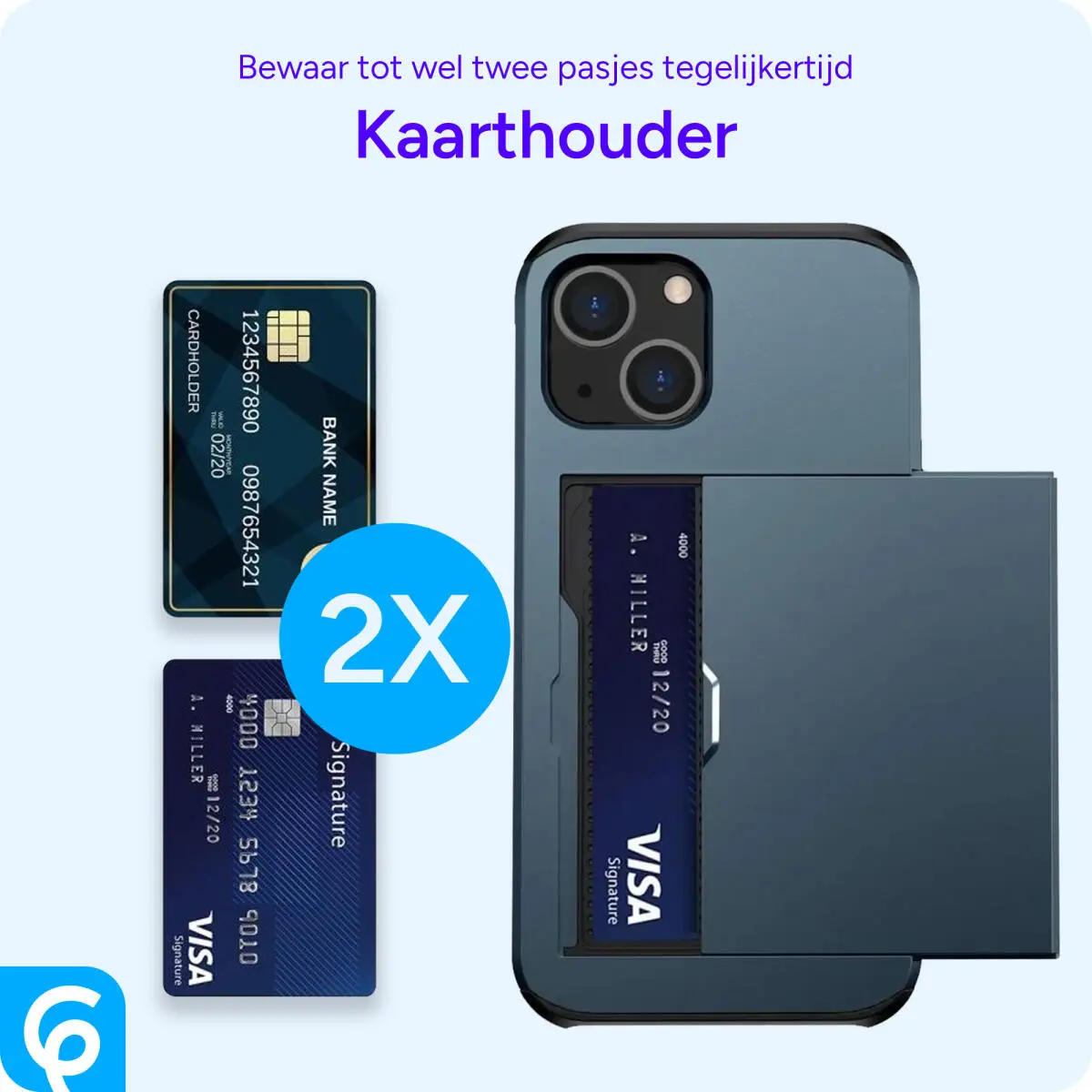 Samsung Galaxy A55 Hoesje met Slider Kaarthouder Back Cover Blauw afbeelding 8