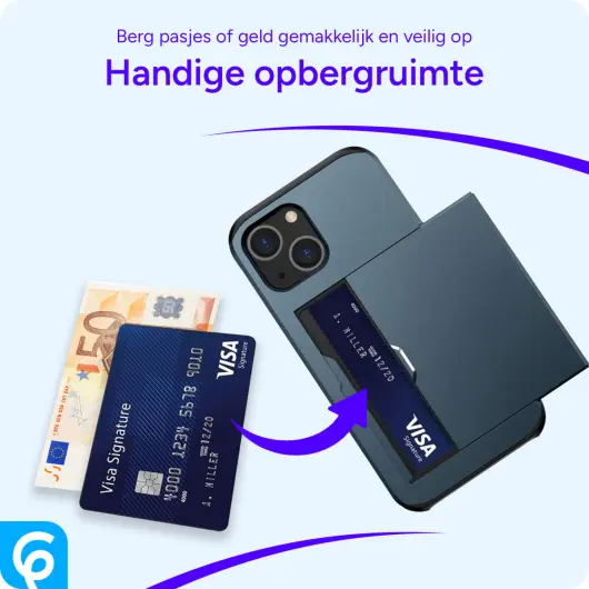 Samsung Galaxy A55 Hoesje met Slider Kaarthouder Back Cover Blauw afbeelding 5