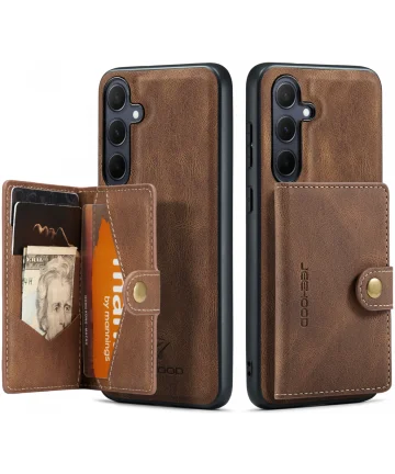 CaseMe JH-01 Samsung Galaxy A55 Hoesje Magnetische Kaarthouder Bruin Hoesjes