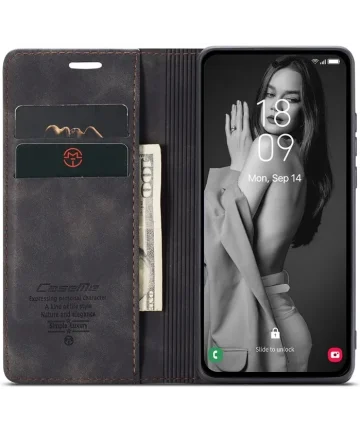 CaseMe 013 Samsung Galaxy A55 Hoesje Book Case met Standaard Zwart Hoesjes