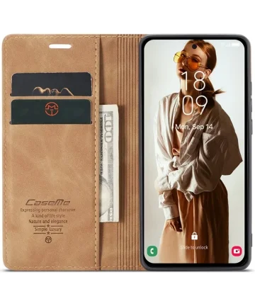 CaseMe 013 Samsung Galaxy A55 Hoesje Book Case met Standaard Bruin Hoesjes