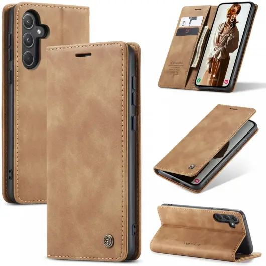 CaseMe 013 Samsung Galaxy A55 Hoesje Book Case met Standaard Bruin afbeelding 2