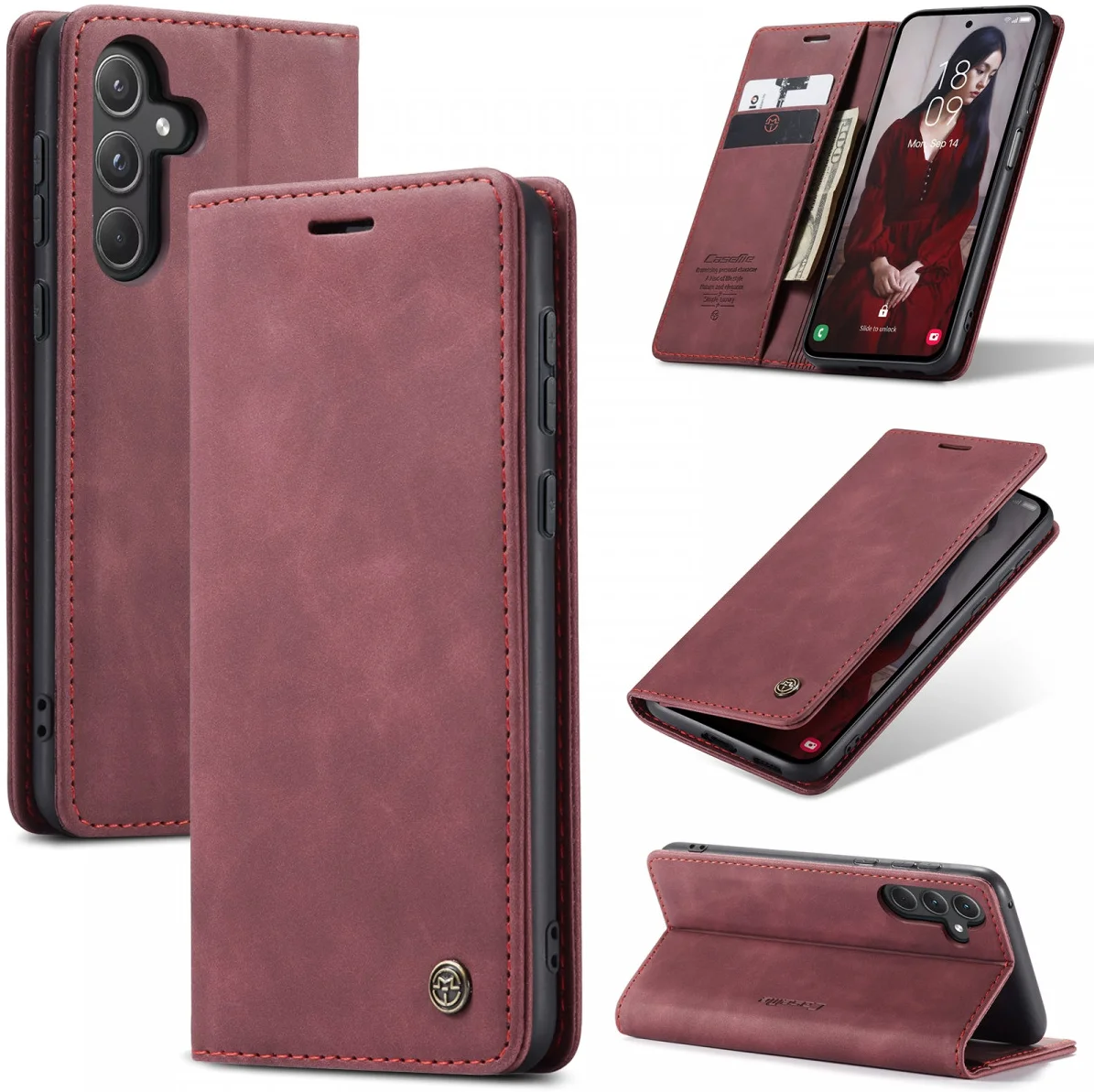 CaseMe 013 Samsung Galaxy A55 Hoesje Book Case met Standaard Rood afbeelding 2