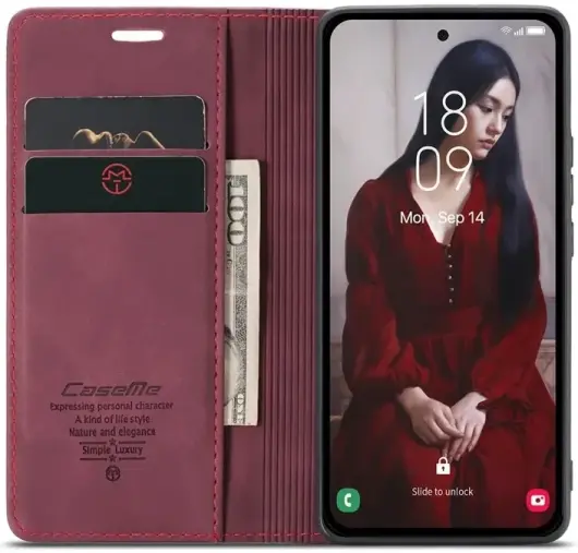 CaseMe 013 Samsung Galaxy A55 Hoesje Book Case met Standaard Rood afbeelding 1