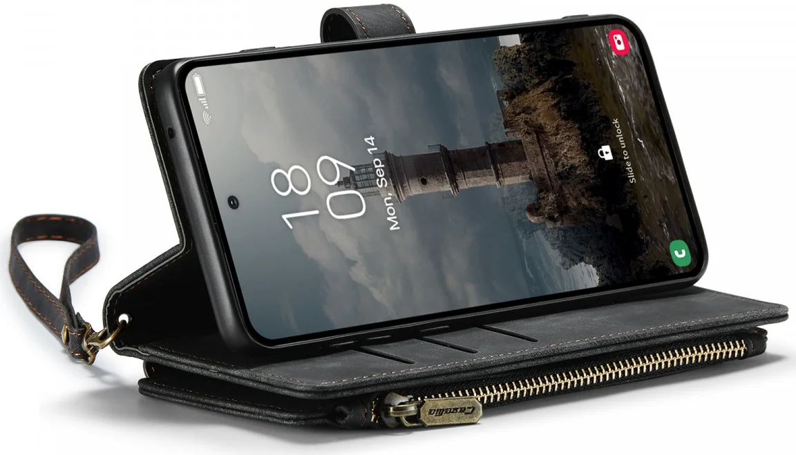 CaseMe C30 Samsung Galaxy A55 Hoesje Pasjeshouder Book Case Zwart afbeelding 7