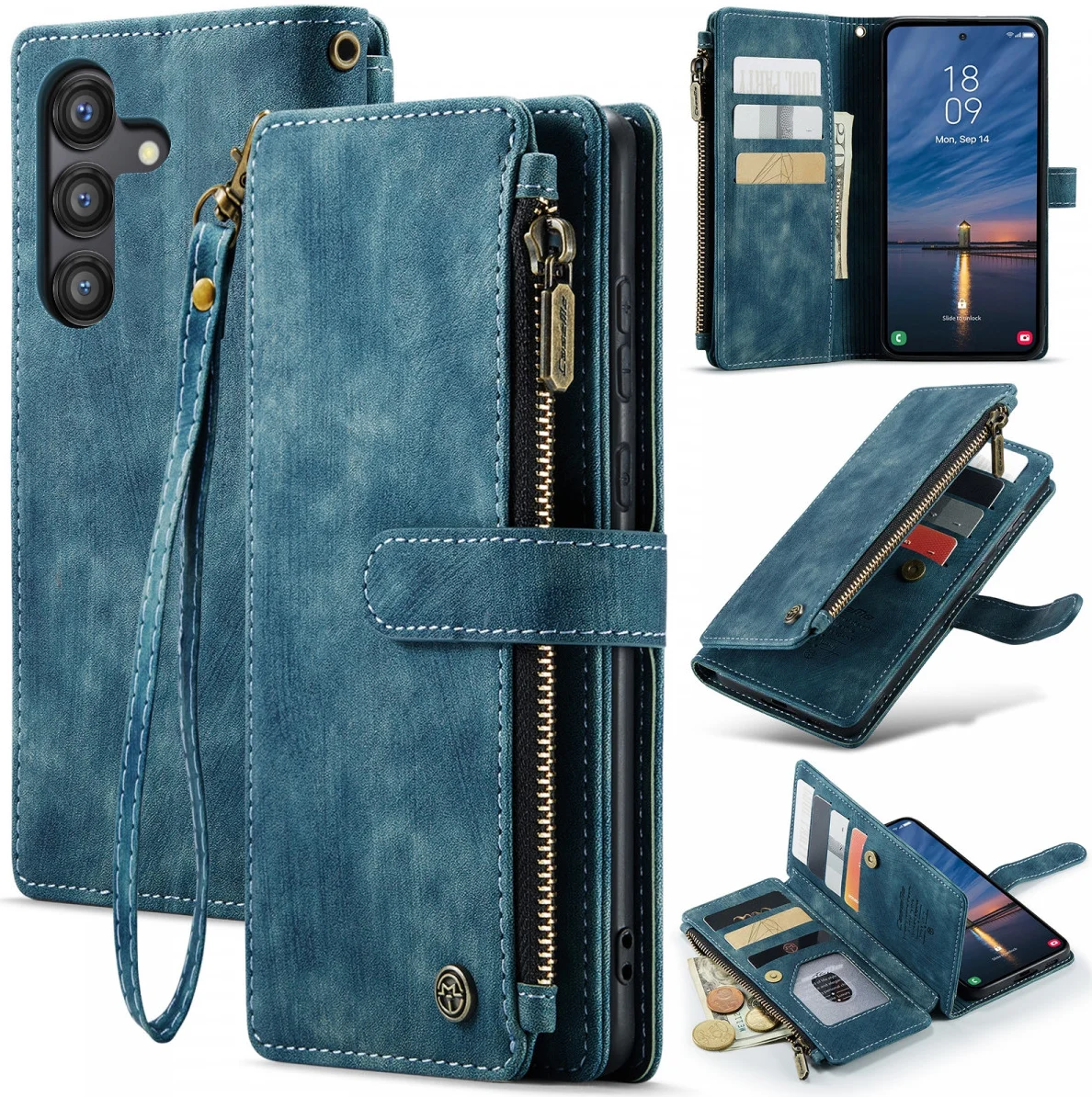 CaseMe C30 Samsung Galaxy A55 Hoesje Pasjeshouder Book Case Blauw afbeelding 2