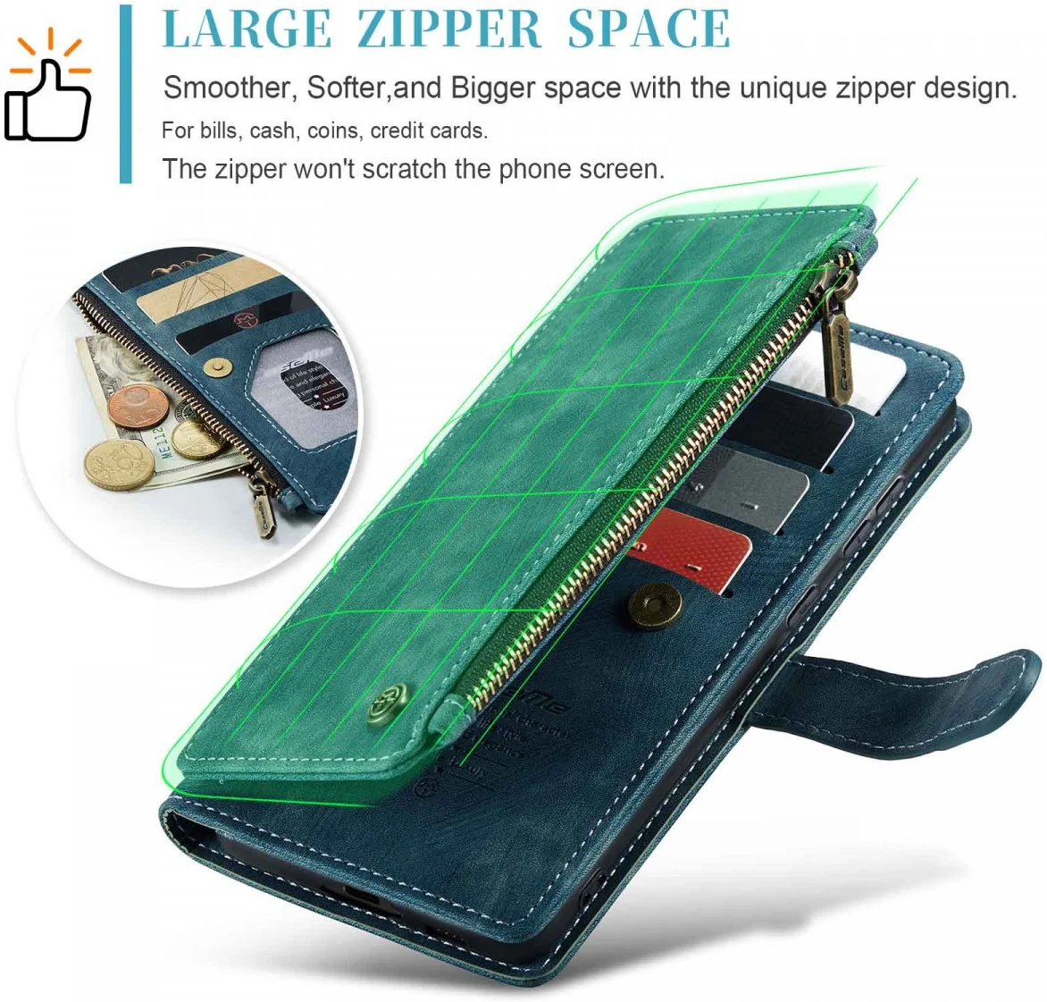 CaseMe C30 Samsung Galaxy A55 Hoesje Pasjeshouder Book Case Blauw afbeelding 4