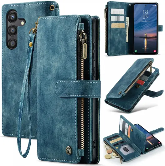 CaseMe C30 Samsung Galaxy A55 Hoesje Pasjeshouder Book Case Blauw afbeelding 2