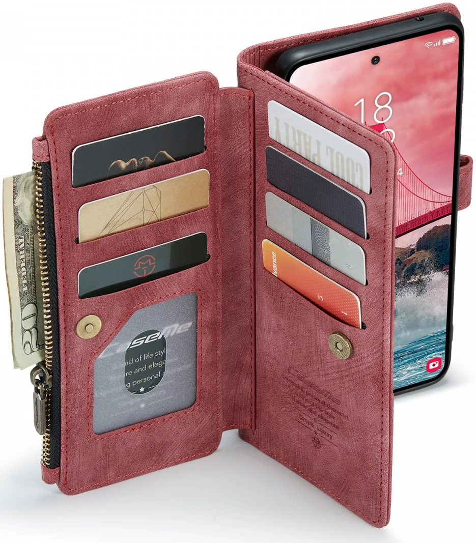 CaseMe C30 Samsung Galaxy A55 Hoesje Pasjeshouder Book Case Rood afbeelding 5