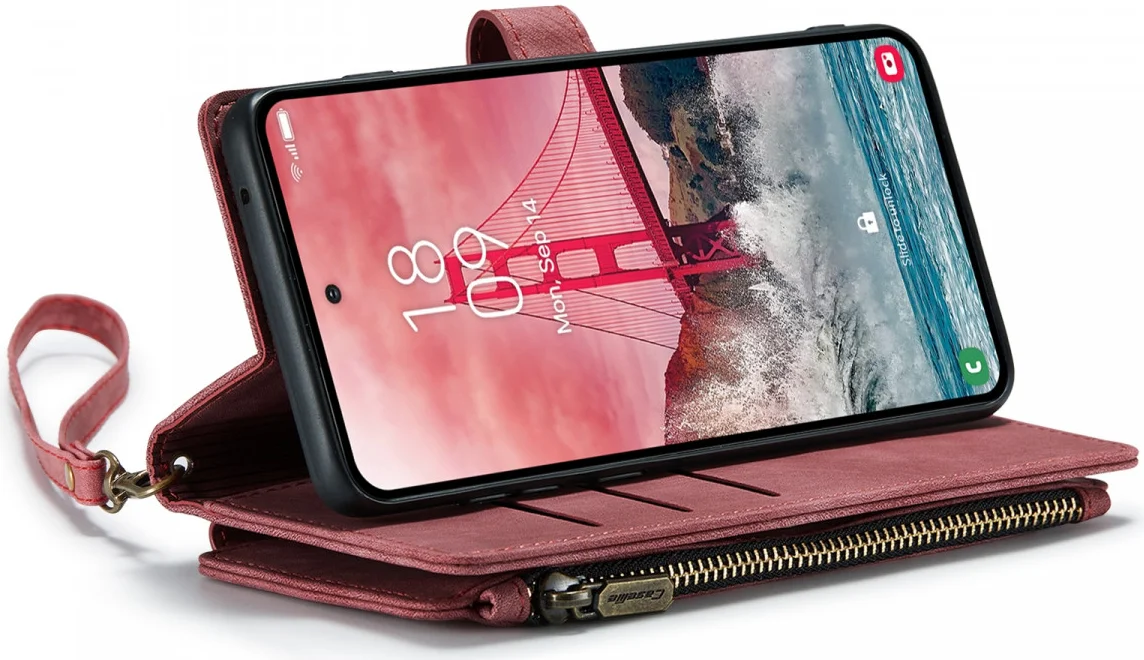CaseMe C30 Samsung Galaxy A55 Hoesje Pasjeshouder Book Case Rood afbeelding 7