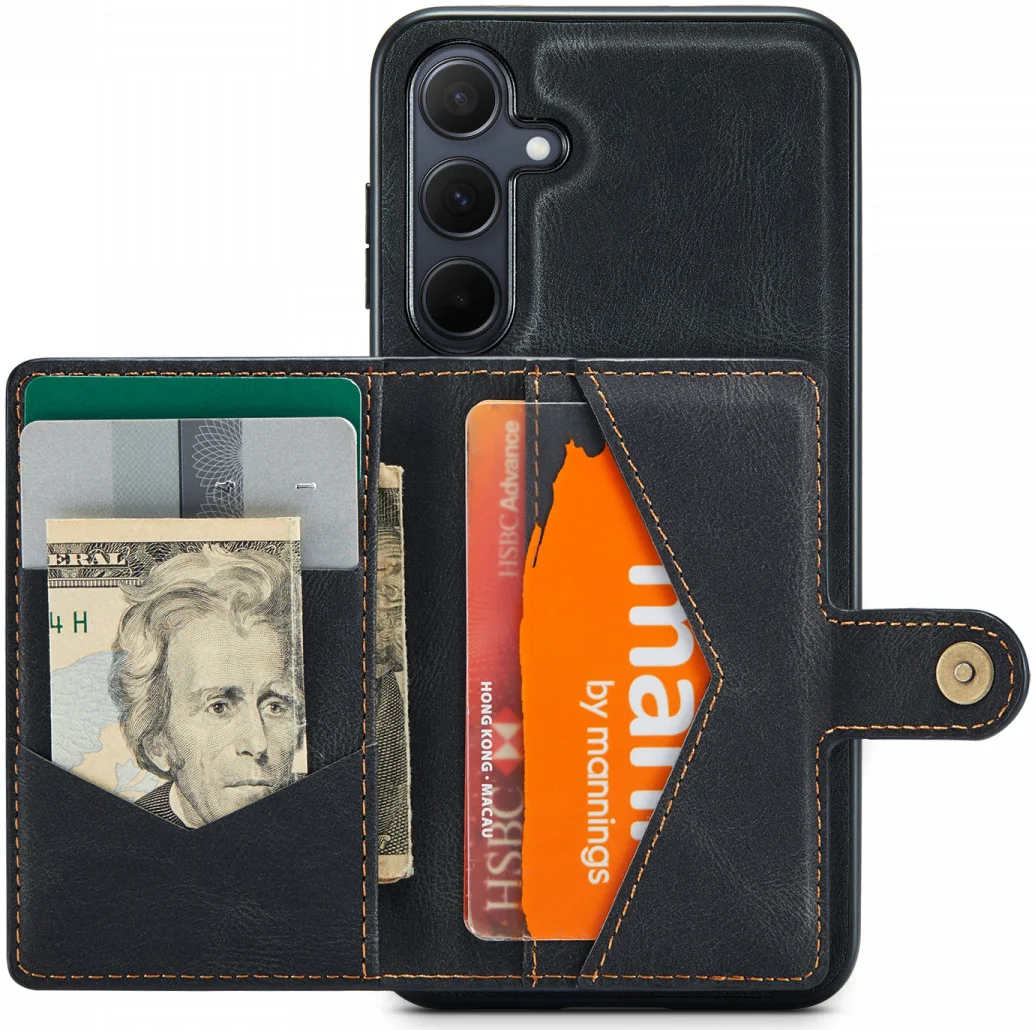 CaseMe JH-01 Samsung Galaxy A35 Hoesje Magnetische Kaarthouder Zwart afbeelding 2
