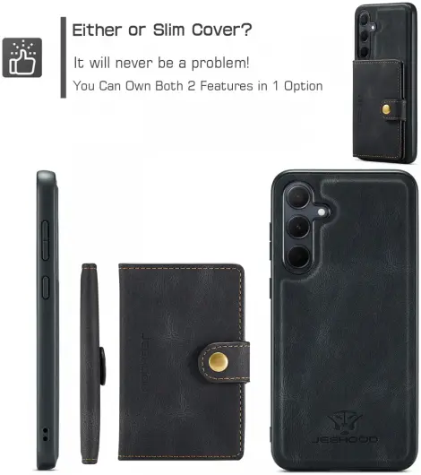 CaseMe JH-01 Samsung Galaxy A35 Hoesje Magnetische Kaarthouder Zwart afbeelding 6