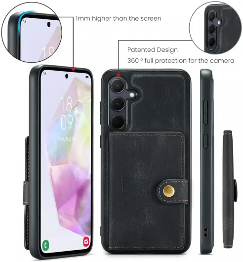 CaseMe JH-01 Samsung Galaxy A35 Hoesje Magnetische Kaarthouder Zwart afbeelding 7