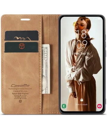 CaseMe 013 Samsung Galaxy A35 Hoesje Book Case met Standaard Bruin Hoesjes