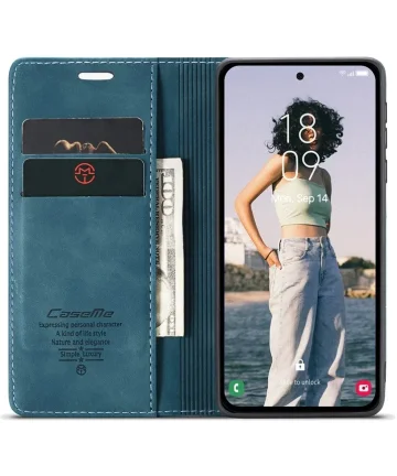 CaseMe 013 Samsung Galaxy A35 Hoesje Book Case met Standaard Blauw Hoesjes