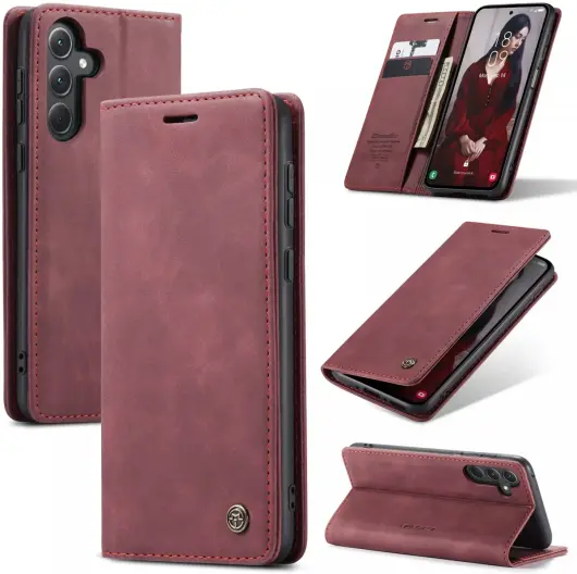 CaseMe 013 Samsung Galaxy A35 Hoesje Book Case met Standaard Rood afbeelding 2