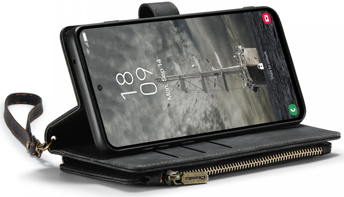 CaseMe C30 Samsung Galaxy A35 Hoesje Pasjeshouder Book Case Zwart afbeelding 7