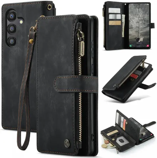 CaseMe C30 Samsung Galaxy A35 Hoesje Pasjeshouder Book Case Zwart afbeelding 2