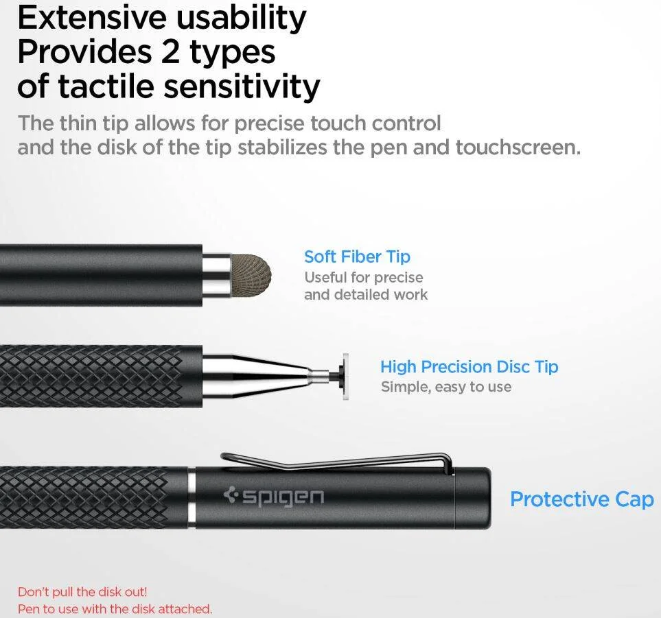 Spigen - Universele Stylus Pen Voor Tablets en Telefoons - Zwart afbeelding 4