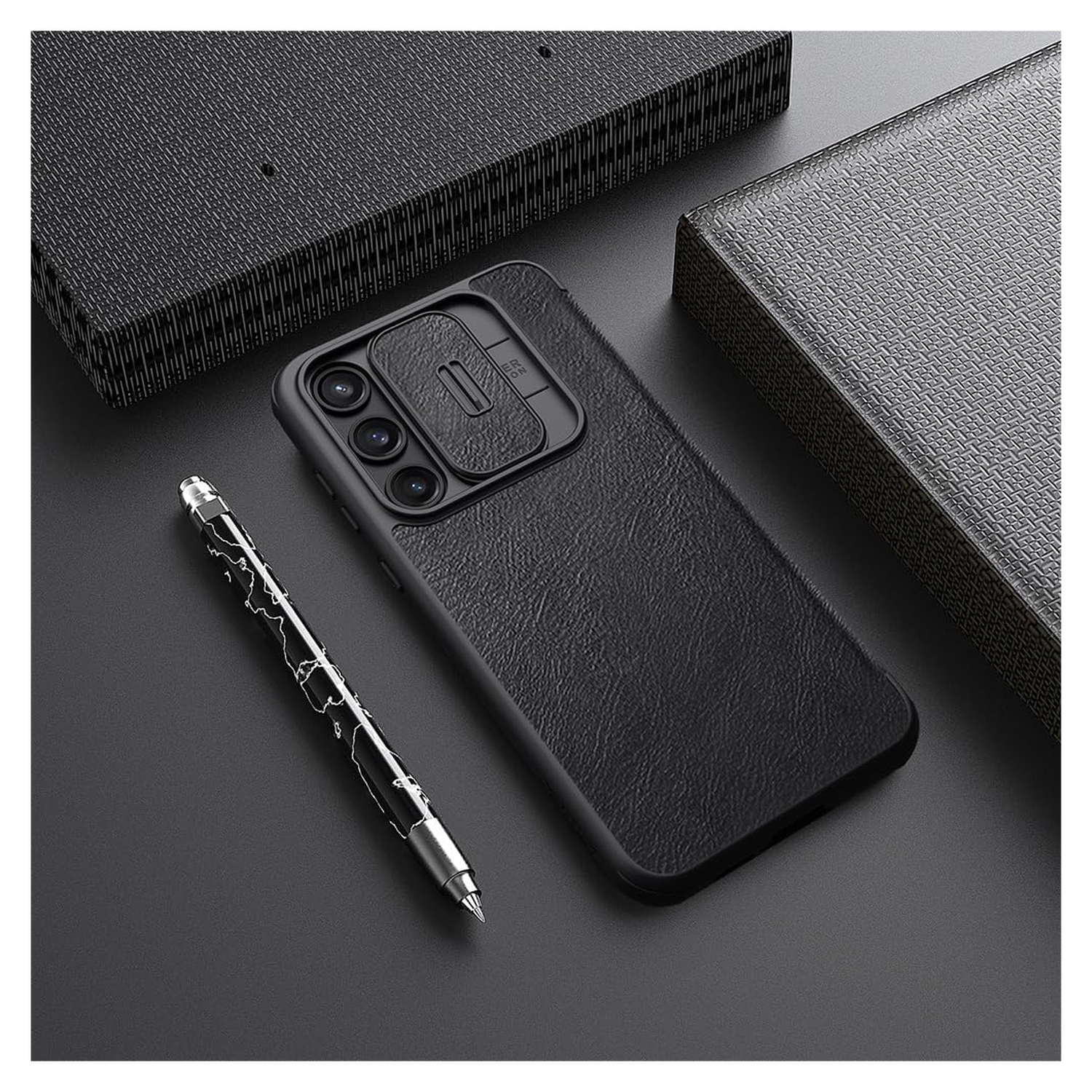 Nillkin Qin Pro Samsung Galaxy A55 Hoesje Book Case met Camera Slider Zwart afbeelding 3