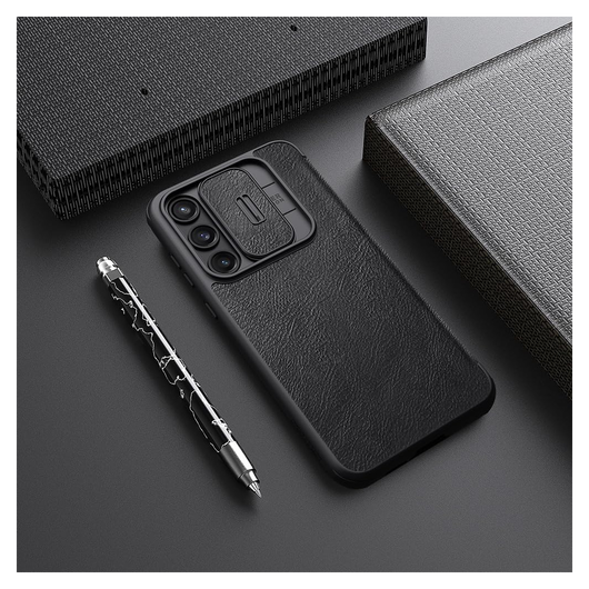 Nillkin Qin Pro Samsung Galaxy A55 Hoesje Book Case met Camera Slider Zwart afbeelding 3