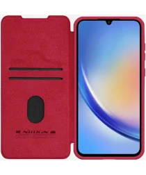 Nillkin Qin Pro Samsung Galaxy A55 Hoesje Book Case met Camera Slider Rood