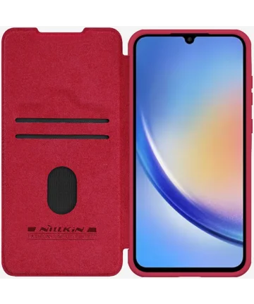 Nillkin Qin Pro Samsung Galaxy A55 Hoesje Book Case met Camera Slider Rood Hoesjes